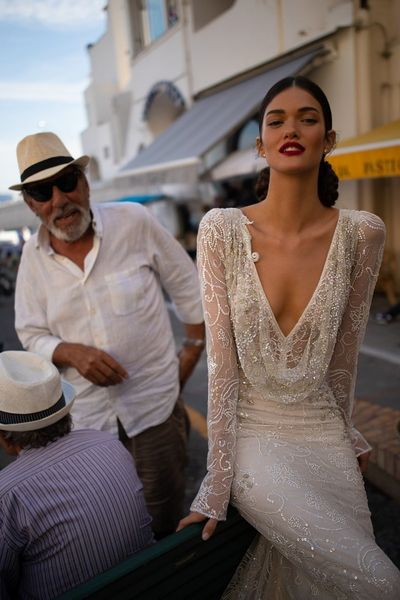 inbal dror wedding dress v neck sequined lace mermaid bridal gowns long sleeves backless beach wedding dress custom, White
inbal dror wedding dress v neck sequined lace mermaid bridal gowns long sleeves backless beach wedding dress custom, White