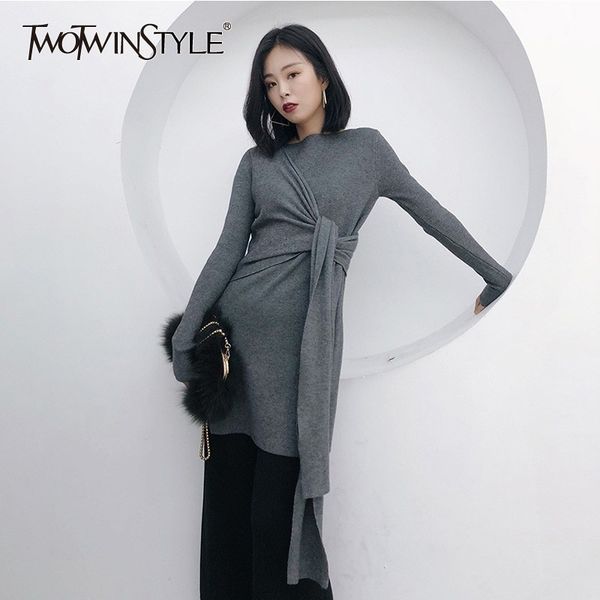 twotwinstyle knitting pullover female o neck long sleeve bandage side split sweater women casual fashion 2019 spring new, White;black
twotwinstyle knitting pullover female o neck long sleeve bandage side split sweater women casual fashion 2019 spring new, White;black