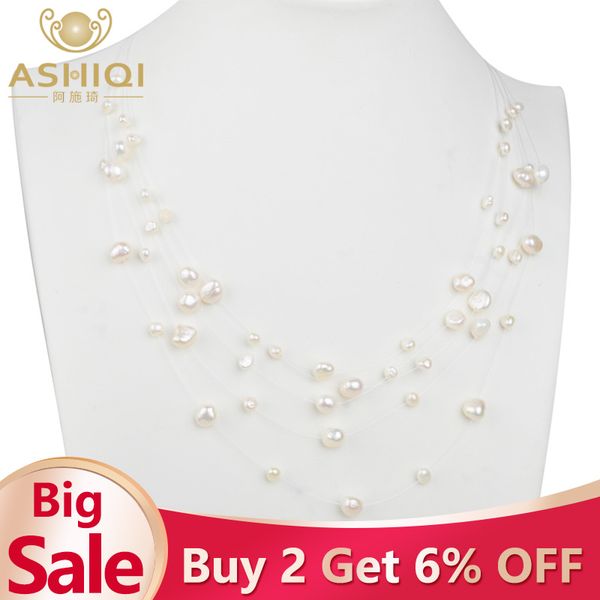 ashiqi natural freshwater baroque pearl layered necklace women 4-8mm 5 rows bohemia handmade jewelry fashion, Silver
ashiqi natural freshwater baroque pearl layered necklace women 4-8mm 5 rows bohemia handmade jewelry fashion, Silver