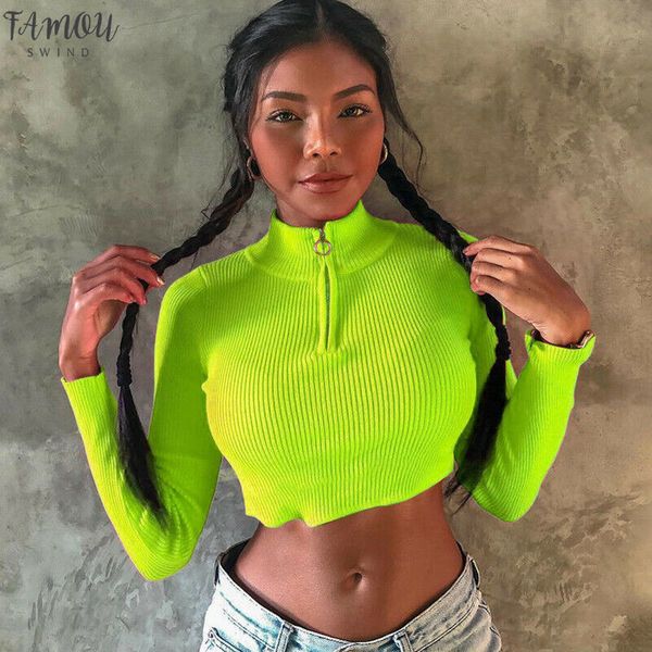 autumn winter women neon bodycon t shirts long sleeve zipper patchwork crop streetwear club party outfit, White
autumn winter women neon bodycon t shirts long sleeve zipper patchwork crop streetwear club party outfit, White