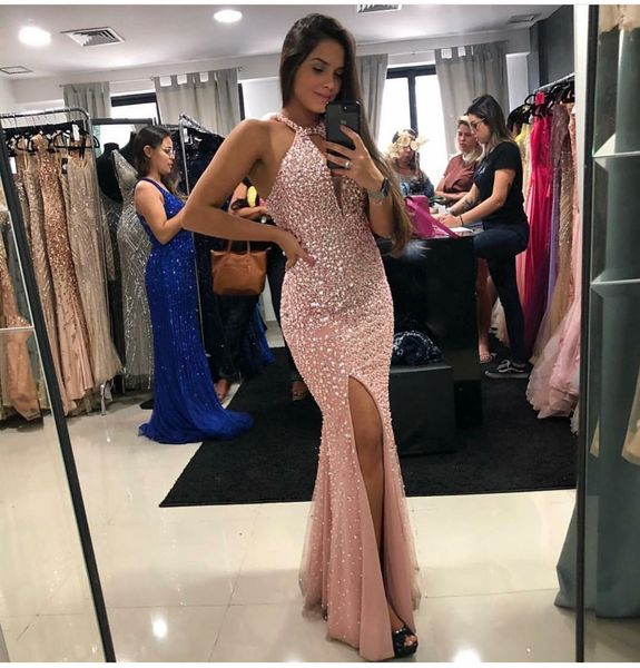 2019 Split Crystal Beading Tulle Mermaid sleeveless prom dress special occasion backless formal party evening gowns
2019 Split Crystal Beading Tulle Mermaid sleeveless prom dress special occasion backless formal party evening gowns