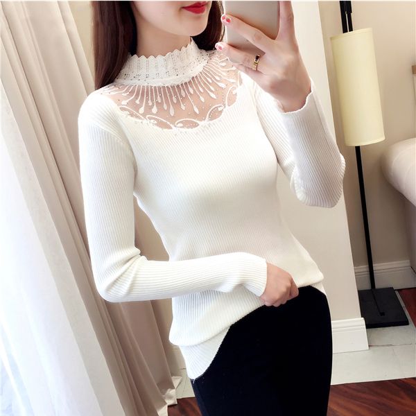 lace turtleneck pullovers sweaters hollow out winter ladies white sweater elasticity bodycon basic long sleeve sweater, White;black
lace turtleneck pullovers sweaters hollow out winter ladies white sweater elasticity bodycon basic long sleeve sweater, White;black