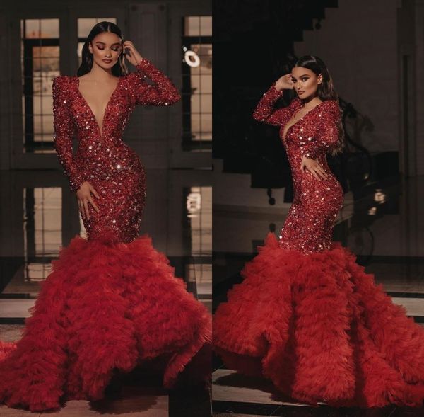 new arrival robes de soiree elegant beaded red mermaid prom dresses 2020 deep v neck long sleeve prom gowns evening dress vestidos de fiesta, Black;red
new arrival robes de soiree elegant beaded red mermaid prom dresses 2020 deep v neck long sleeve prom gowns evening dress vestidos de fiesta, Black;red