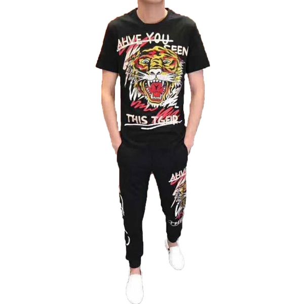 2019 new luxury mens designer tracksuits summer t-shirt+pant sportswear fashion tiger head print running jogging track suit plus size s-5xl, Gray
2019 new luxury mens designer tracksuits summer t-shirt+pant sportswear fashion tiger head print running jogging track suit plus size s-5xl, Gray