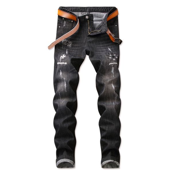 2019 skinny jeans men ripped holes slim pants new fashion hip hop zipper skinny stretch embroidery straight jeans, Blue
2019 skinny jeans men ripped holes slim pants new fashion hip hop zipper skinny stretch embroidery straight jeans, Blue