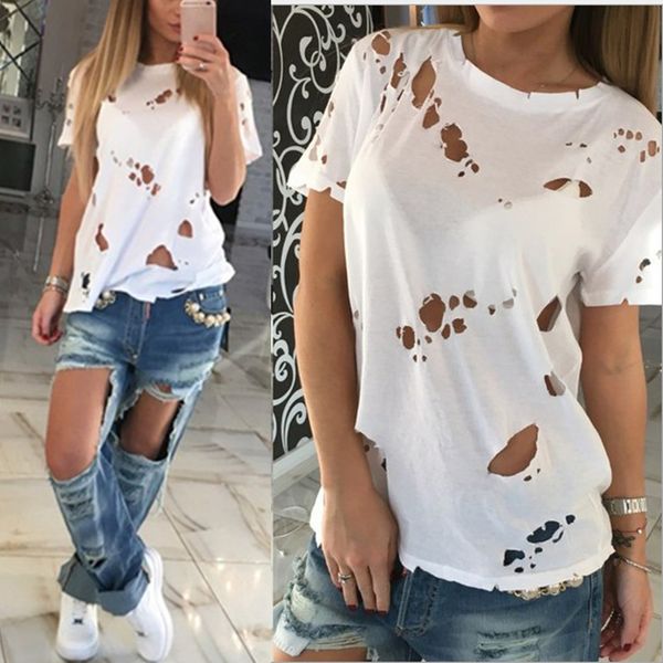 женщины моды t-shirt 2020 лето урожай дыры разорванные вскользь свободные футболки топы размер ladies tee hollow blusas femininas plus, White
женщины моды t-shirt 2020 лето урожай дыры разорванные вскользь свободные футболки топы размер ladies tee hollow blusas femininas plus, White