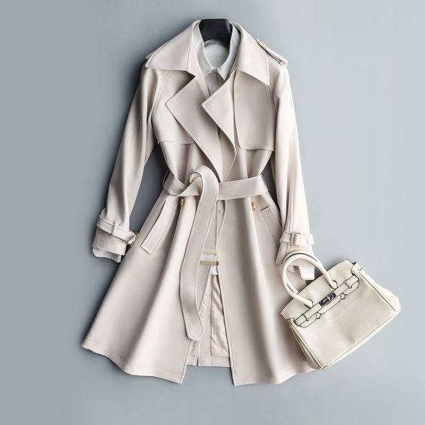 women 2020 spring autumn fashion casual trench coat female slim with belt medium long elegant windbreaker ladies overcoat l135, Tan;black
women 2020 spring autumn fashion casual trench coat female slim with belt medium long elegant windbreaker ladies overcoat l135, Tan;black