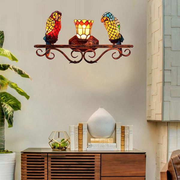 European retro wall lights Tiffany stained glass parrot three head wall lamp American corridor bar restaurant wall lamp TF012
European retro wall lights Tiffany stained glass parrot three head wall lamp American corridor bar restaurant wall lamp TF012
