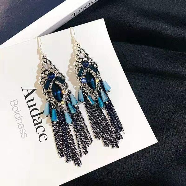 fashion-dangle earrings for women luxury designer blue diamond dangling earrings vintage bohemian style long earring jewelry love gift, Silver
fashion-dangle earrings for women luxury designer blue diamond dangling earrings vintage bohemian style long earring jewelry love gift, Silver