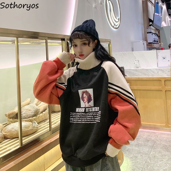 hoodies women turtleneck thicker plus velvet warm harajuku printed pullovers womens oversize patchwork leisure chic sweatshirts, Black
hoodies women turtleneck thicker plus velvet warm harajuku printed pullovers womens oversize patchwork leisure chic sweatshirts, Black