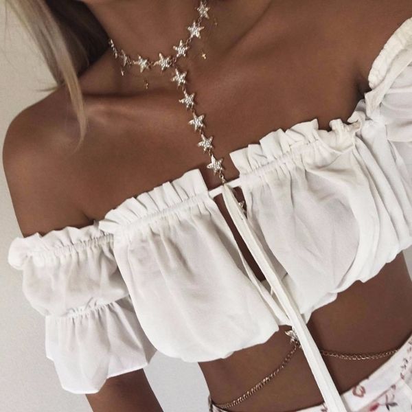 women lace up crop off shoulder summer cool blouse chemise tube blusa ruffle white chiffon blouse
women lace up crop off shoulder summer cool blouse chemise tube blusa ruffle white chiffon blouse