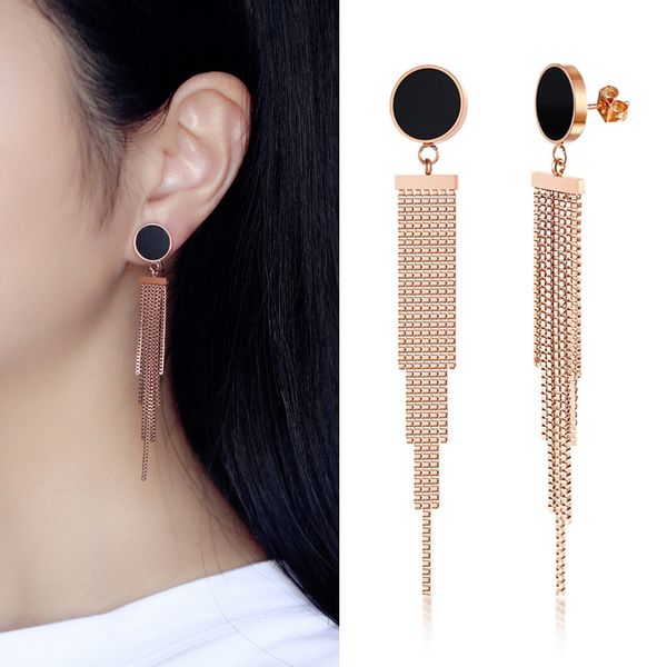 fashion women party jewelry rose gold box chain tassel dangle black acrylic long earrings gifts, Golden
fashion women party jewelry rose gold box chain tassel dangle black acrylic long earrings gifts, Golden