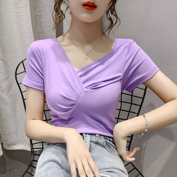 2020 women's solid color all-match short-sleeved t-shirt women's slim t-shirt short skirt skirt top, White
2020 women's solid color all-match short-sleeved t-shirt women's slim t-shirt short skirt skirt top, White