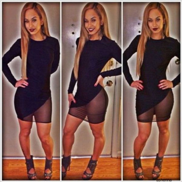 womens designer fashion dresslong sleeve mesh stitching black tight hip skirt nightclub dressy0g2, Black;gray
womens designer fashion dresslong sleeve mesh stitching black tight hip skirt nightclub dressy0g2, Black;gray