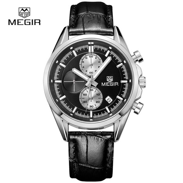 megir new fashion leather quartz watch men luxury luminous chronograph analog watch man wristwatch 5005, Slivery;brown
megir new fashion leather quartz watch men luxury luminous chronograph analog watch man wristwatch 5005, Slivery;brown