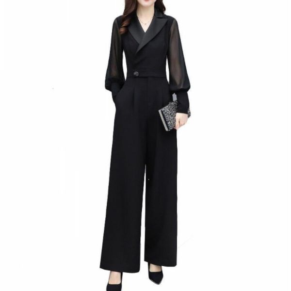 2020 women spring autumn puff sleeve black chiffon jumpsuits female elegant trendy wide leg overall lady plus size rompers aq600, Black;white
2020 women spring autumn puff sleeve black chiffon jumpsuits female elegant trendy wide leg overall lady plus size rompers aq600, Black;white