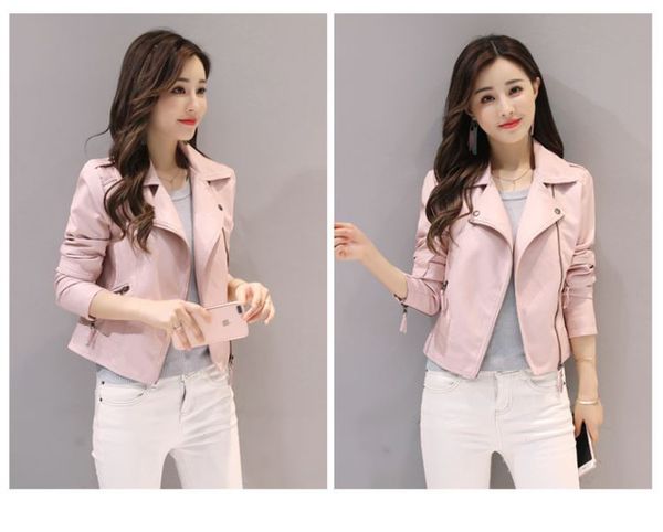 women's short korean version of spring and autumn 2019 pink pu small coat locomotive leather jacket large size, Black
women's short korean version of spring and autumn 2019 pink pu small coat locomotive leather jacket large size, Black