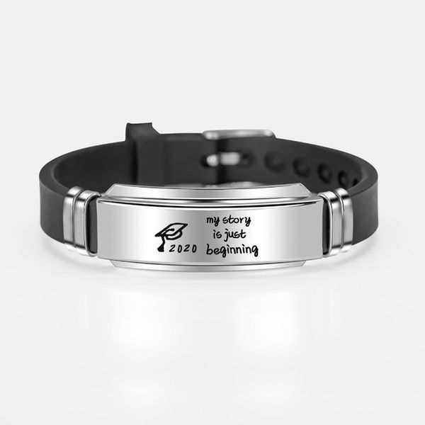 new stainless steel bracelet my story is just beginning 2020 graduation season silicone bracelet anti-fatigue, Black
new stainless steel bracelet my story is just beginning 2020 graduation season silicone bracelet anti-fatigue, Black