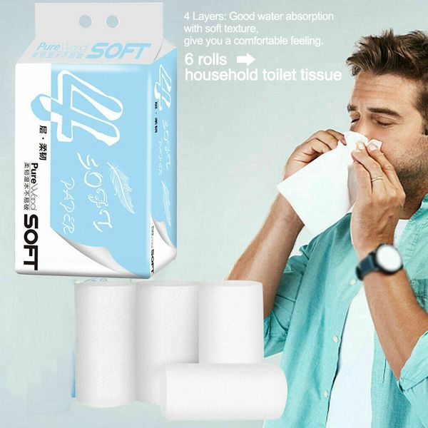 6 рулонов / лот главная ванная комната туалетная ткань навалом 4 слоя древесной массы ультра сильная кухонная бумага одноразовая 
6 рулонов / лот главная ванная комната туалетная ткань навалом 4 слоя древесной массы ультра сильная кухонная бумага одноразовая