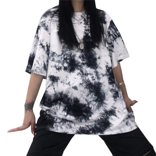 хип-хоп стиль tee tie-dye печати женская майка повседневный шею с коротким рукавом свободные t-shirt, White
хип-хоп стиль tee tie-dye печати женская майка повседневный шею с коротким рукавом свободные t-shirt, White