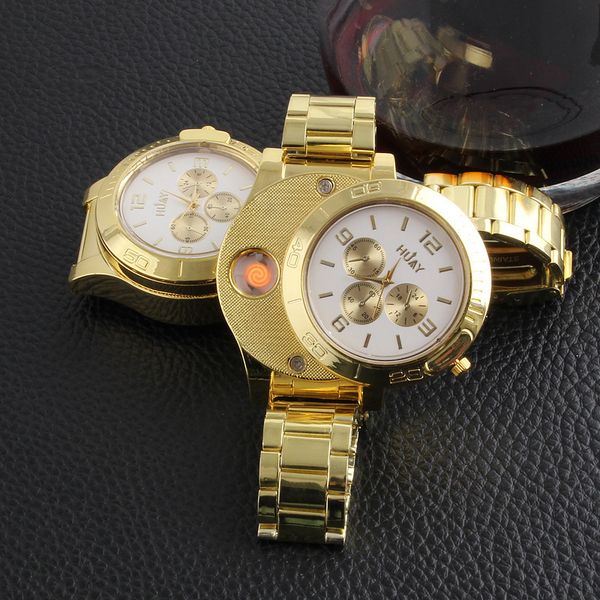 rechargeable usb lighter electronic watches men's casual quartz wristwatches windproof flameless cigarette lighter date clock, Slivery;brown
rechargeable usb lighter electronic watches men's casual quartz wristwatches windproof flameless cigarette lighter date clock, Slivery;brown
