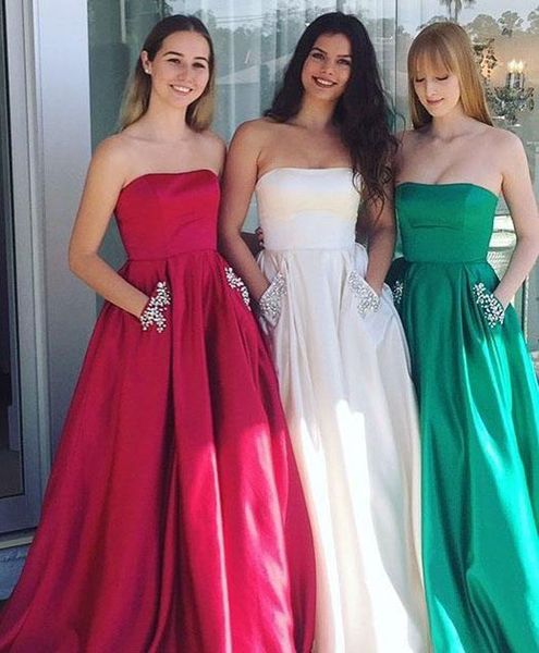 simple strapless prom dresses with pocket beaded crystal satin long special occasion formal evening party dresses, Black
simple strapless prom dresses with pocket beaded crystal satin long special occasion formal evening party dresses, Black