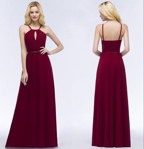 custom made burgundy chiffon bridesmaid dresses a-line halter neck backless wedding guest party prom evening gowns, White;pink
custom made burgundy chiffon bridesmaid dresses a-line halter neck backless wedding guest party prom evening gowns, White;pink