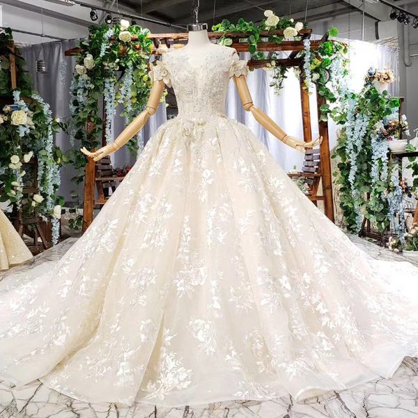 2019 latest beach wedding dress capped short sleeve backless lace 3d applique crystal pearl long train wedding gowns vestidos de novia new, White
2019 latest beach wedding dress capped short sleeve backless lace 3d applique crystal pearl long train wedding gowns vestidos de novia new, White