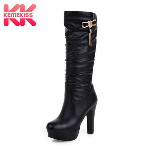 kemekiss women thick heel knee high boots pleated bowtie bowknot platform female shoes fashion autumn winter botas size 31-45, Black
kemekiss women thick heel knee high boots pleated bowtie bowknot platform female shoes fashion autumn winter botas size 31-45, Black
