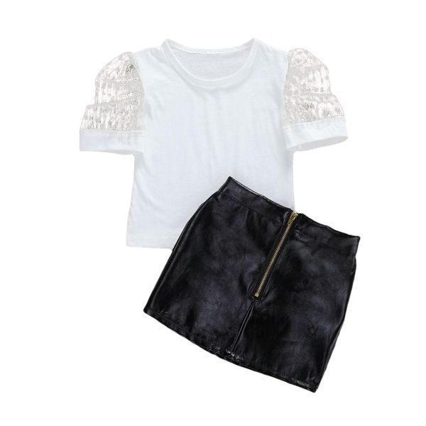 clothing sets infant baby girls summer outfits short puff sleeve t-shirt +pu leather skirt clothes set, White
clothing sets infant baby girls summer outfits short puff sleeve t-shirt +pu leather skirt clothes set, White