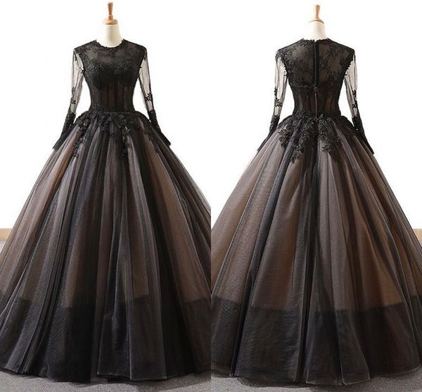 vintage black wedding dresses illusion long sleeves lace see though ruched tulle zipper ball gown robes de mariée party formal dress, White
vintage black wedding dresses illusion long sleeves lace see though ruched tulle zipper ball gown robes de mariée party formal dress, White
