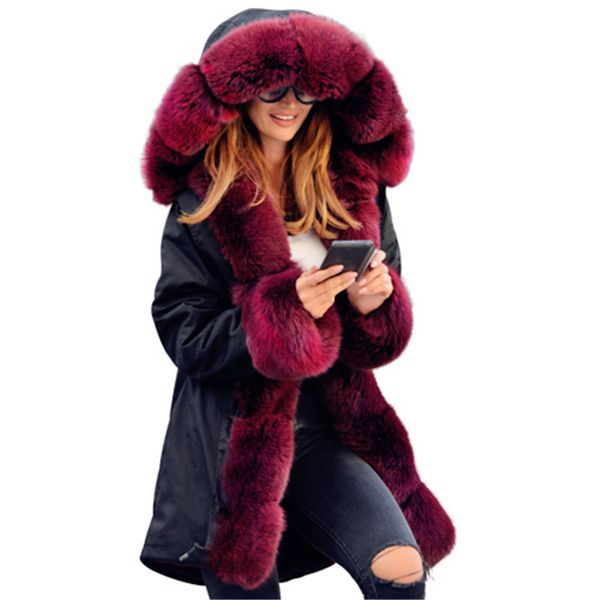2019 winter jacket women's large size warm jacket faux fur cotton fleece coat female long hooded pike coat hoodie, Black
2019 winter jacket women's large size warm jacket faux fur cotton fleece coat female long hooded pike coat hoodie, Black