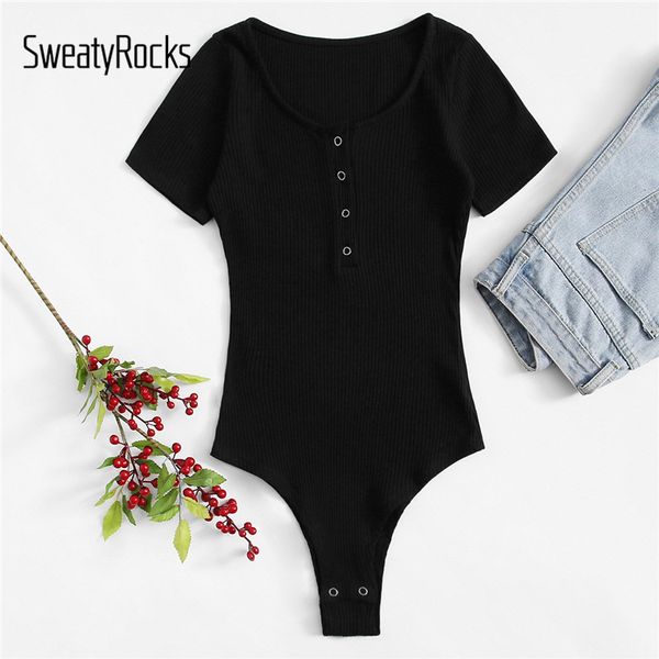 sweatyrocks solid ring detail scoop neck bodysuit streetwear women casual playsuit 2019 summer skinny black basic bodysuits, Black;white
sweatyrocks solid ring detail scoop neck bodysuit streetwear women casual playsuit 2019 summer skinny black basic bodysuits, Black;white