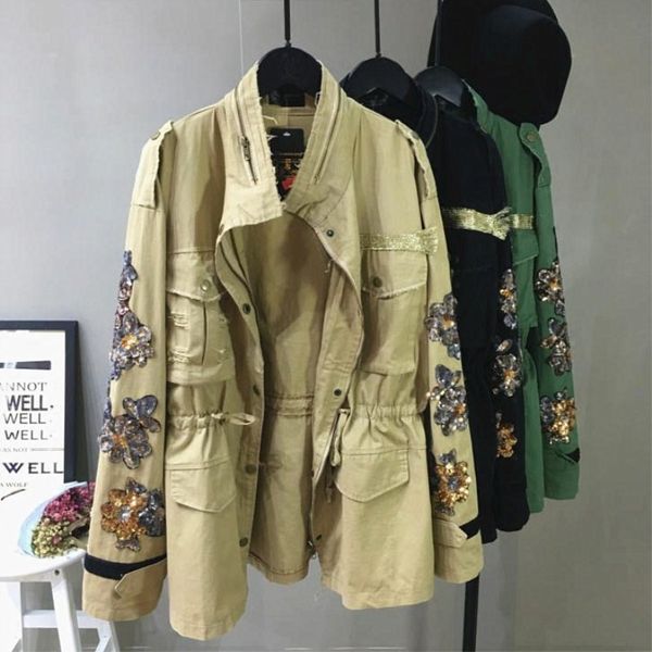 black khaki green windbreaker female 2019 spring autumn new large size women fashion korean style trench coat large size, Tan;black
black khaki green windbreaker female 2019 spring autumn new large size women fashion korean style trench coat large size, Tan;black