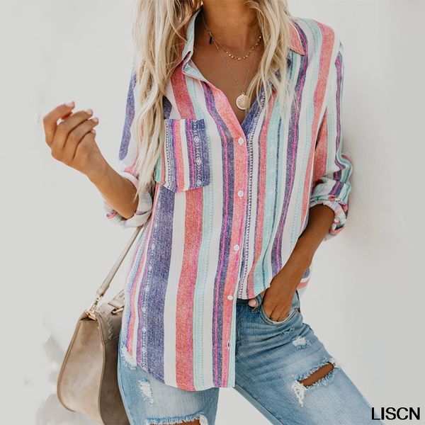 new fashion womens and blouses female casual matching color long sleeve button loose stripe shirt blusas mujer de moda, White
new fashion womens and blouses female casual matching color long sleeve button loose stripe shirt blusas mujer de moda, White