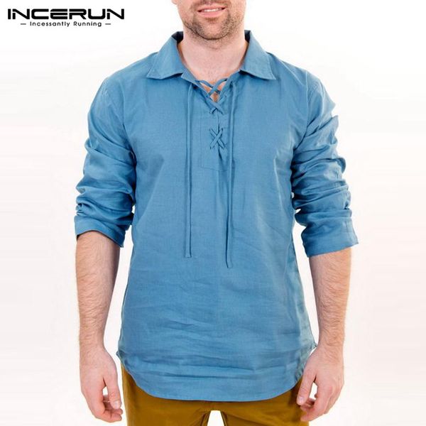 incerun 2019 streetwear long sleeve men shirt solid lace up lapel neck cotton slim fit men casual shirt pullovers camisa, White;black
incerun 2019 streetwear long sleeve men shirt solid lace up lapel neck cotton slim fit men casual shirt pullovers camisa, White;black