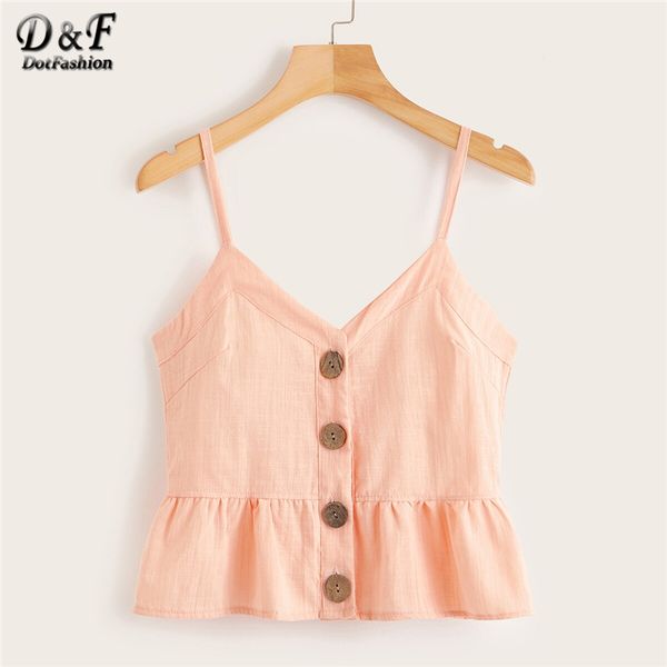 dotfashion solid single breasted ruffle hem cami 2019 summer for women casual vest ladies young cute peplum camisole, White
dotfashion solid single breasted ruffle hem cami 2019 summer for women casual vest ladies young cute peplum camisole, White