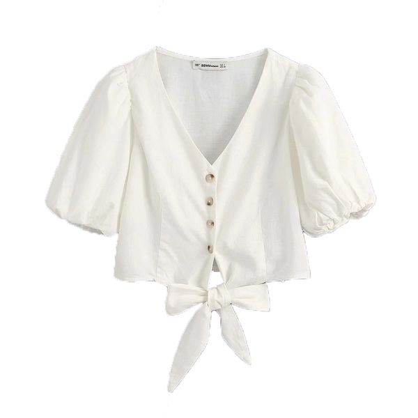 2020 women fashion bow tie buttons smocked blouses vintage v neck puff sleeve shirts girls chic, White
2020 women fashion bow tie buttons smocked blouses vintage v neck puff sleeve shirts girls chic, White