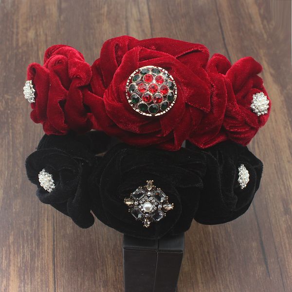 elegant velver headband women crown red black crystal big flower thick head band party wedding female hair accessories winter, Golden;white
elegant velver headband women crown red black crystal big flower thick head band party wedding female hair accessories winter, Golden;white
