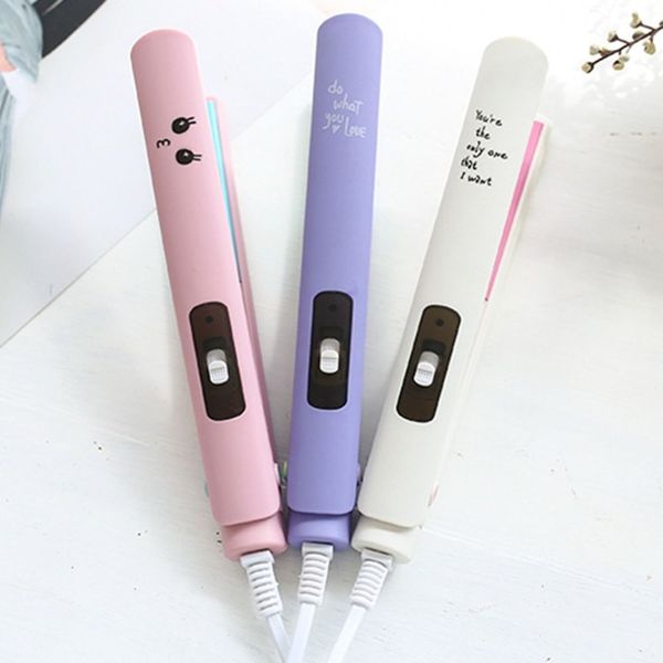 cartoon cactus electric splint straight hair curlers mini straight roll dual-use inside button clip, Black