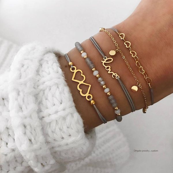 5 pcs/set bohemian retro round piece pendant hollow heart beaded simple bracelet set women charm party wedding jewelry, Golden;silver
5 pcs/set bohemian retro round piece pendant hollow heart beaded simple bracelet set women charm party wedding jewelry, Golden;silver
