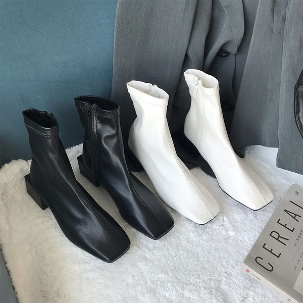 boussac thick heel stretch pu sock boots women vintage square toe ankle boots for women solid designer winter women's 768, Black
boussac thick heel stretch pu sock boots women vintage square toe ankle boots for women solid designer winter women's 768, Black