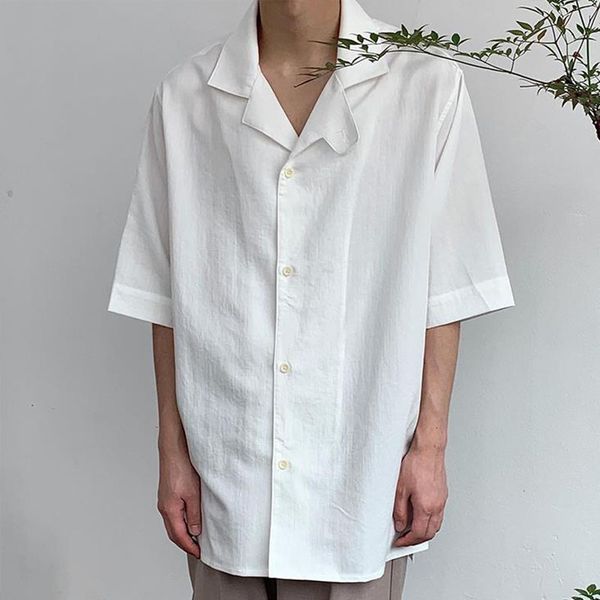 men retro fashion casual loose short sleeve shirt summer male korea style solid color shirt, White;black
men retro fashion casual loose short sleeve shirt summer male korea style solid color shirt, White;black