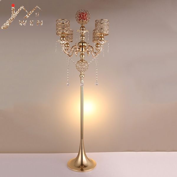 130 cm tall 5-arms metal gold candelabras with pendants romantic wedding road lead candle holder for home decoration 6 pcs / lot
130 cm tall 5-arms metal gold candelabras with pendants romantic wedding road lead candle holder for home decoration 6 pcs / lot