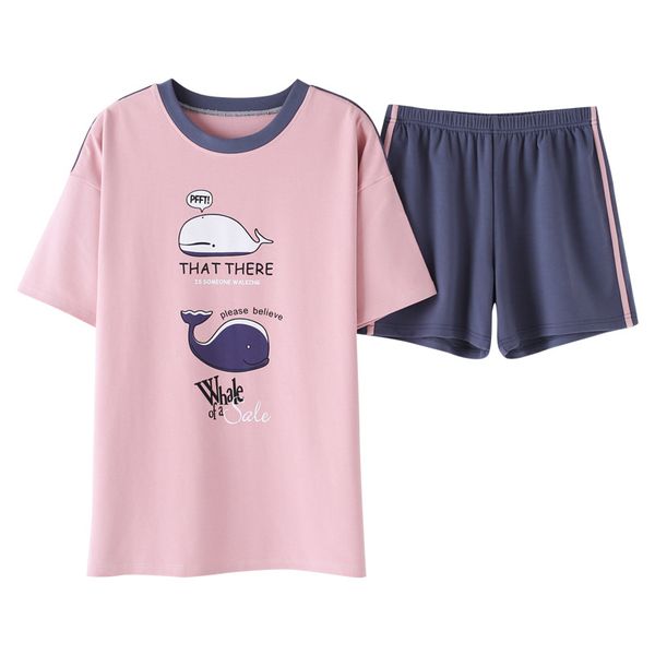 cute print dolphin loose 2019 summer pajamas women cotton pajama set short sleeve elastic waist sleepwear lounge pyjamas s93229, Blue;gray
cute print dolphin loose 2019 summer pajamas women cotton pajama set short sleeve elastic waist sleepwear lounge pyjamas s93229, Blue;gray