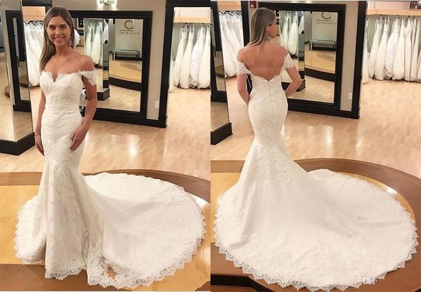 magic mermaid off shoulder wedding gown dresses with long train applique backless lace sequins short sleeves wedding bridal gowns plus size, White
magic mermaid off shoulder wedding gown dresses with long train applique backless lace sequins short sleeves wedding bridal gowns plus size, White