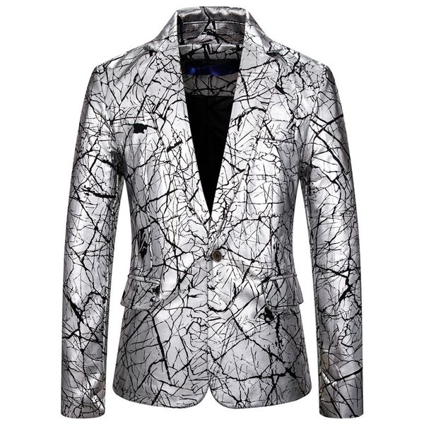 silver single button men blazer slim fit bronzing crack printing stage singer sequin men blazers ing, White;black
silver single button men blazer slim fit bronzing crack printing stage singer sequin men blazers ing, White;black