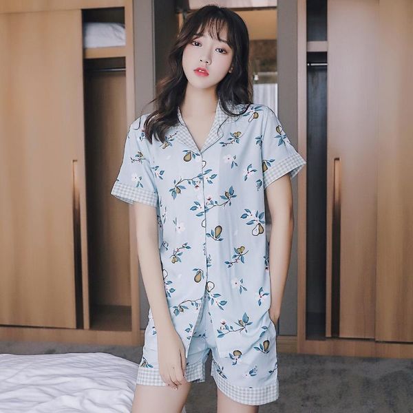 summer new pear flower pattern women's pajama set comfortable cool plaid lapel short sleeve shorts women's home clothes set, Black;red
summer new pear flower pattern women's pajama set comfortable cool plaid lapel short sleeve shorts women's home clothes set, Black;red