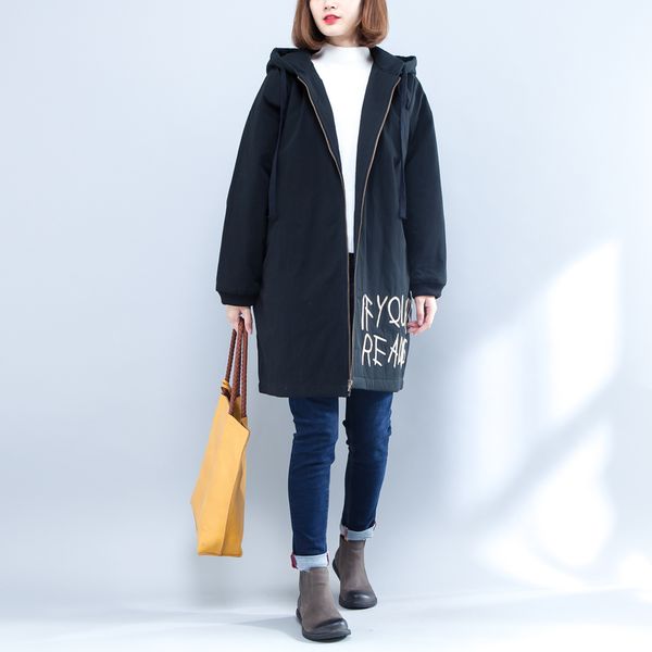 large size women's jacket 2018 winter new letter print loose wild hooded long parkas female thicken cotton wadded jacket lq472, Black
large size women's jacket 2018 winter new letter print loose wild hooded long parkas female thicken cotton wadded jacket lq472, Black
