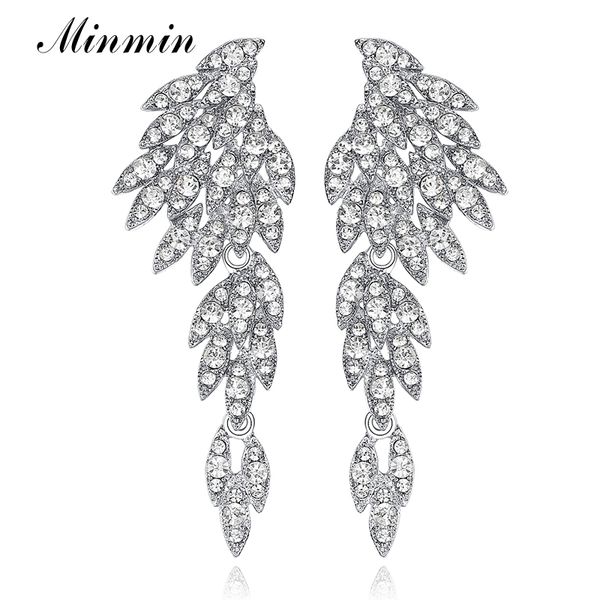 minmin 5 colors bridal long drop earrings for women crystal rhinestone eagle dangle weddings earrings bridal jewelry gift eh209, Silver
minmin 5 colors bridal long drop earrings for women crystal rhinestone eagle dangle weddings earrings bridal jewelry gift eh209, Silver